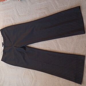 Banana Republic Black Wide Leg Pinstripe Dress Pants Flat Front Pockets W6  EUC